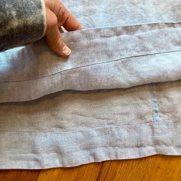 Sleeveless Linen A-Line Dress, Chambray Blue, with Pockets - Picture 12 of 16